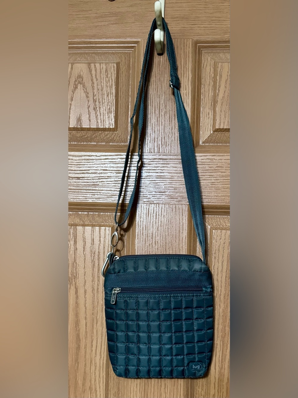LUG SKIPPER QUILTED CROSSBODY BAG TEAL GREEN RFID PROTECTED NWOT